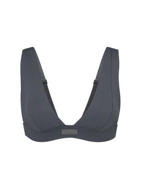 NWT Skims Swim Plunge Gunmetal Pullover Logo Detail Bikini Top 2X